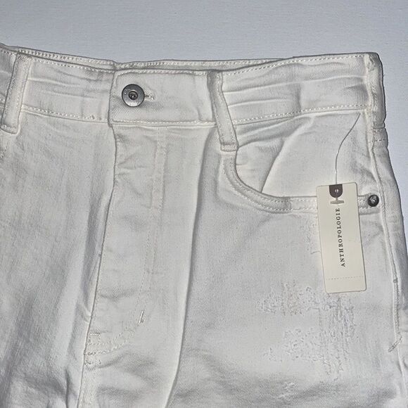 Anthropologie Pilcro Distressed Frayed Hem White Denim Jeans - Picture 12 of 16